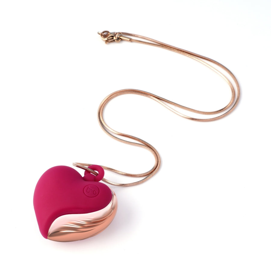 Beating Love Silicone Heart-Shaped Necklace Vibrator Red