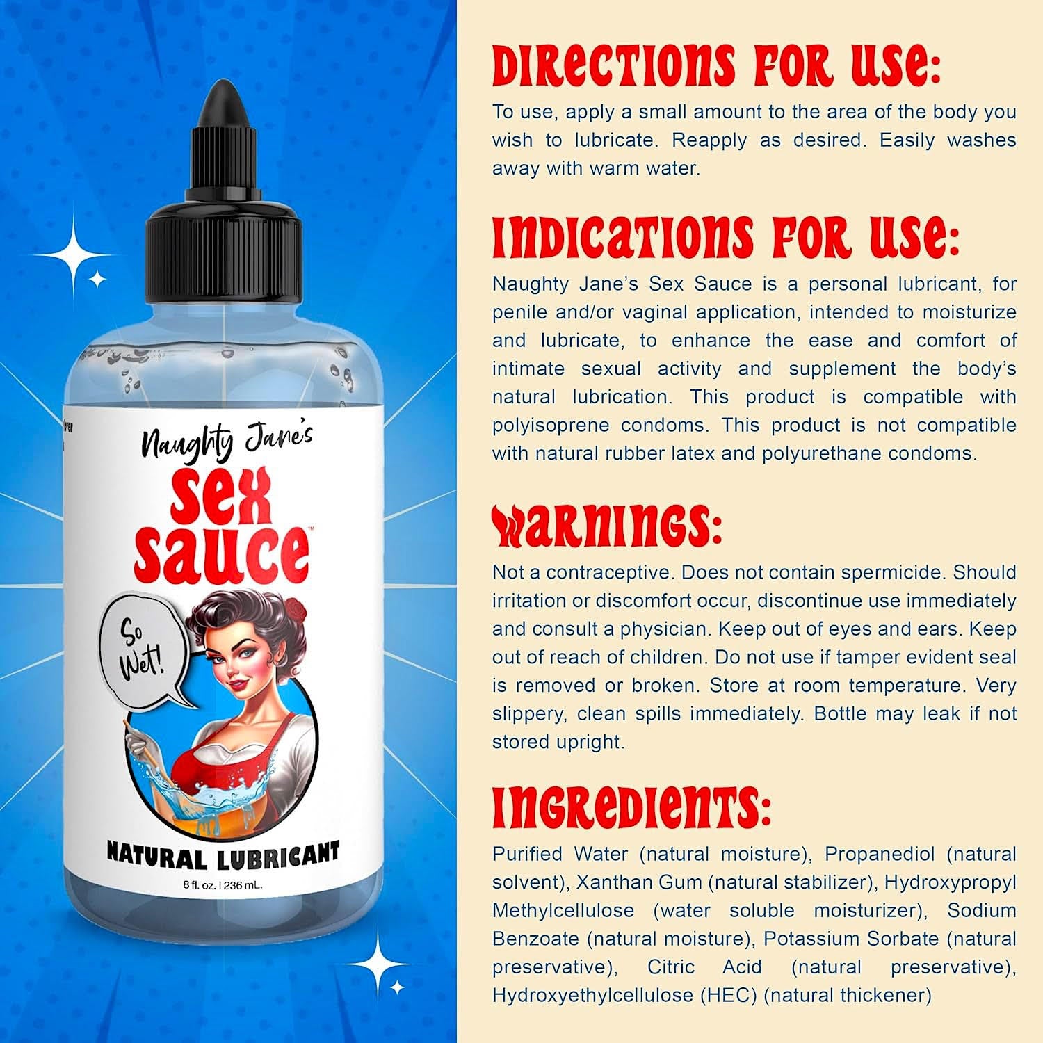 Naughty Jane's Sex Sauce - Natural Lubricant 8oz