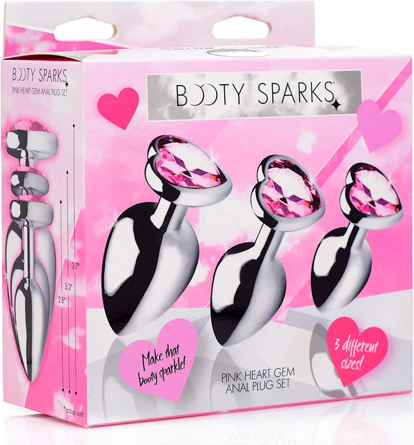 Booty Sparks Pink Heart Gem Anal Plug Set