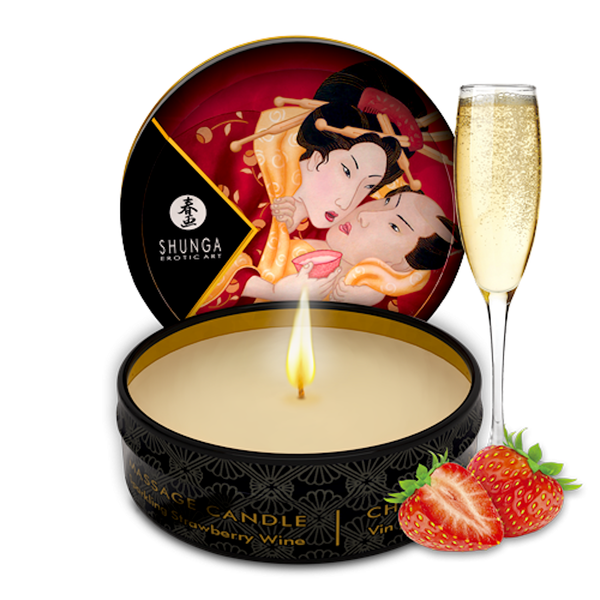 Shunga - Mini Massage Candle Sparkling Strawberry Wine 30ml/1oz.