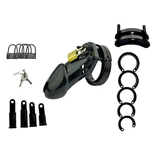Chastity Kits - CB-6000 Black Kit with 3 1/4" Cage