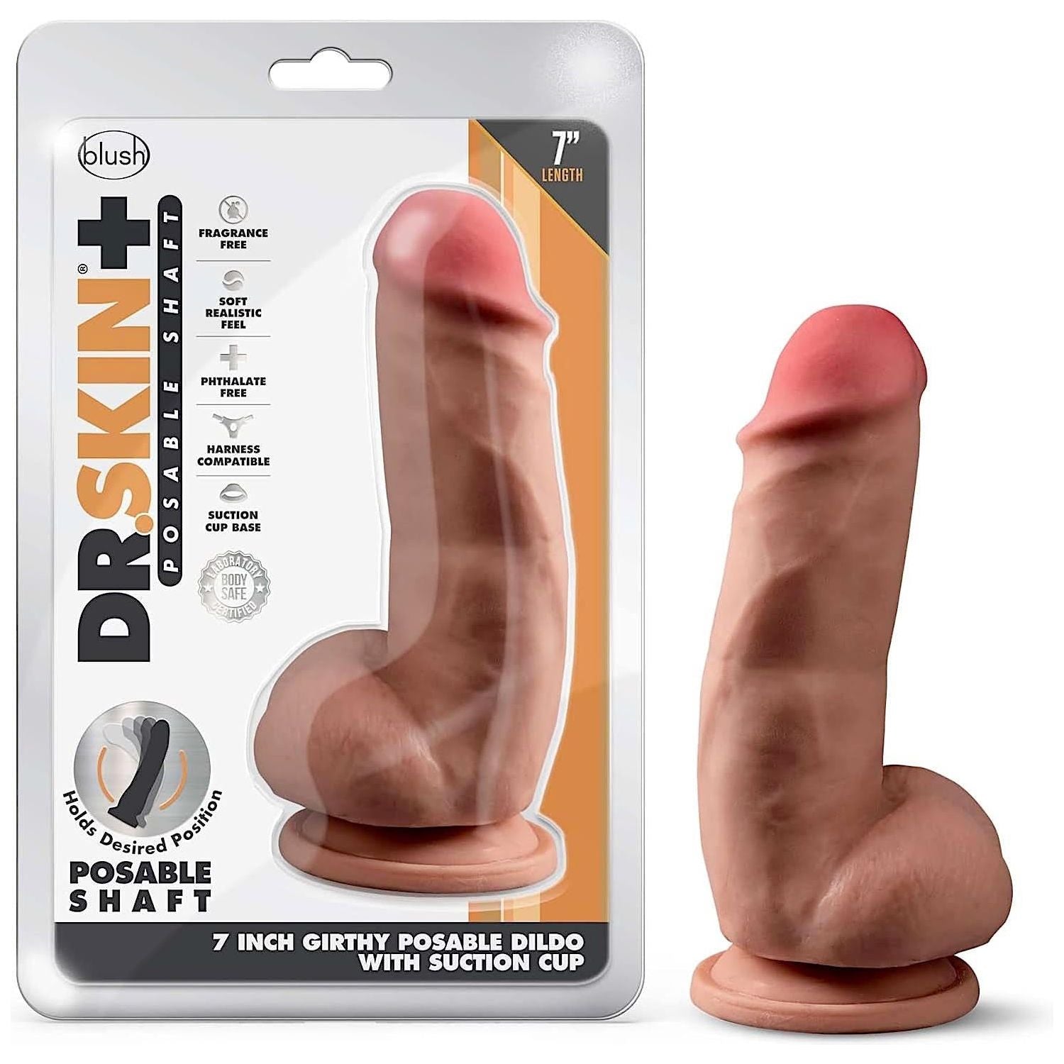 Blush - Dr. Skin Plus - 7 Inch Girthy Posable Dildo